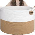 INDRESSME 115L Extra Large Jute Rope Basket, Blanket Basket Home Decor Baby Laundry Baskets for Toys Storage Bedroom, Living 