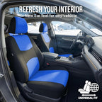 FH Group Flat Cloth Full Set Car Seat Covers Three Row 7 Seater - Universal Fit for Cars, Trucks & SUVs Blue