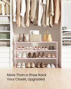 SONGMICS Shoe Rack, 3-Tier Shoe Organizer, Metal Storage Shelf, Upright or Upside Down, for 16-20 Pairs, Stackable, for Entry