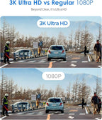 KAWA Dash Cam 2K, WiFi Dash Camera for Cars 1440P with Hand-Free Voice Control, Night Vision, Mini Hidden Dashcam Front, Emer