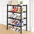 Smiry Shoe Rack, 4 Tier Small Bamboo Shoe Organizer, Stackable Free Standing Wooden Shoe Storage Shelf for Closet, Entryway, 