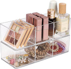 JessLab Acrylic Organizer, 2PK Cube Sections Makeup Organizer for Drawer, Makeup Organizer for Vanity, Countertop, Bathroom, 