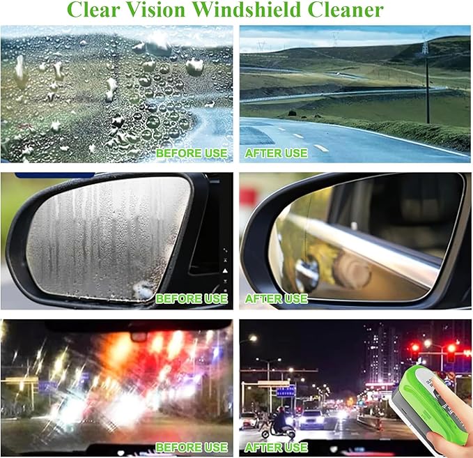 2026 Upgrade Clear Vision Windshield Cleaner with Car Window Cleaner,Automotive Oil Film Cleaning Brush for Car Windows,Clear