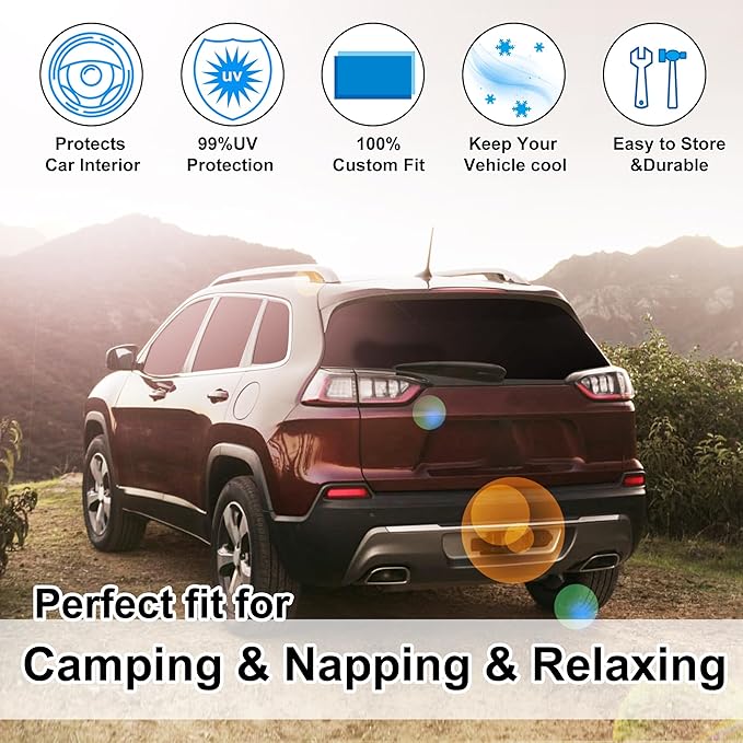 TINGLU Window Shades for Jeep Grand Cherokee 2011-2021(NOT for Grand Cherokee L) 8PCS Accessories Car Side Full Windows Rear Triangular Windshield Sun Shade Sun UV Rays Privacy Protection for Camping