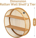 Vintiquewise Round Bamboo Wall Shelf with 2 Wooden Tiers – Natural Hanging Wall Decor and Floating Display Rack Accent for Mo