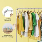 Simple Trending Standard Clothes Clothing Garment Rack with Storage Shelves, Rolling Clothes Organizer on Wheels for Hanging 