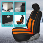 FH Group Orange Polyester Car Seat Covers - Full Set with Front and Rear Seat Cover, Universal Fit, Striking Striped Design, 