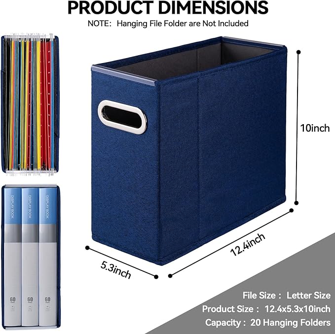 4 Packs Letter Size File Organizer, File Folders Organizer, Fabric Storage Box, Collapsible Paper Organizer with Metal Handle