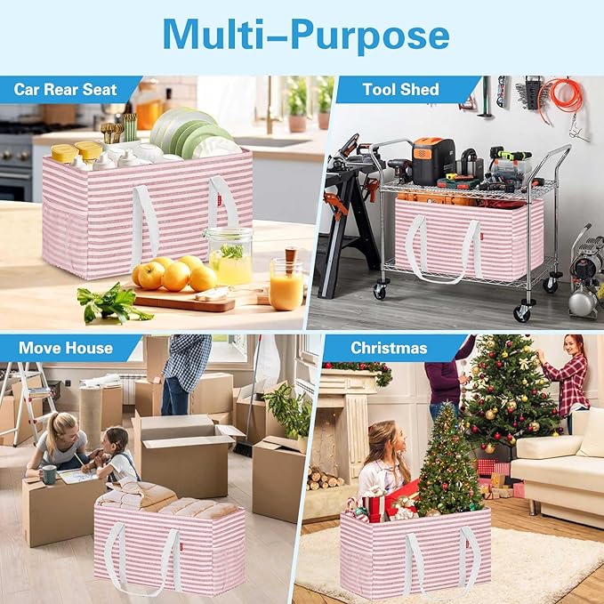 LHZK Standing Extra Large Utility Tote Bag with Metal Wire Frame and the Sides Rinforced, Extra Large Tote Bag with Handle,
