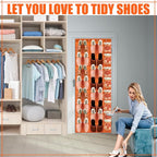 Windyun 40 Over the Door Shoe Organizer Large Mesh Pocket Hanging Shoe Rack for Closet Orange Nonslip Behind Door Storage Hol