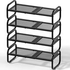 4Tier Shoe Rack - Expandable Shoe Organizer for Closet, Adjustable Metal Shoe Shelf Storage, Stackable Long Shoe Stand Holder