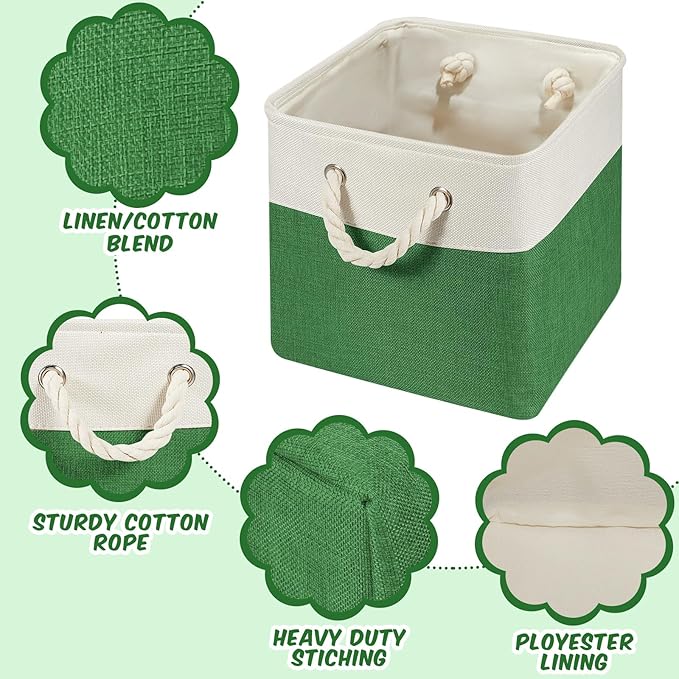 Geiserailie 6 Pcs 13 x 13 Inch Cube Storage Bins Fabric Storage Organizer Bins Foldable Cube Baskets with Sturdy Carry Handle