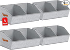 Homsorout Closet Organizers and Storage Bins - 4 Pack Collapsible Divided Trapezoidal Cube Storage Bins Baskets with Orange H