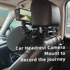 Car Headrest Camera Mount for GoPro/Insta 360/DJI OSMO/AKASO/Video/DSLR, 1.57 inch Diameter Base 10 inch Length Magic Arm, Aluminum Alloy Adjustable Camera Holder, Black