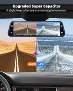12'' Rearview Mirror Camera with CarPlay&Andorid Auto,4K Mirror Dash Cam Front and Rear Backup Camera with Reverse Assist/Loo