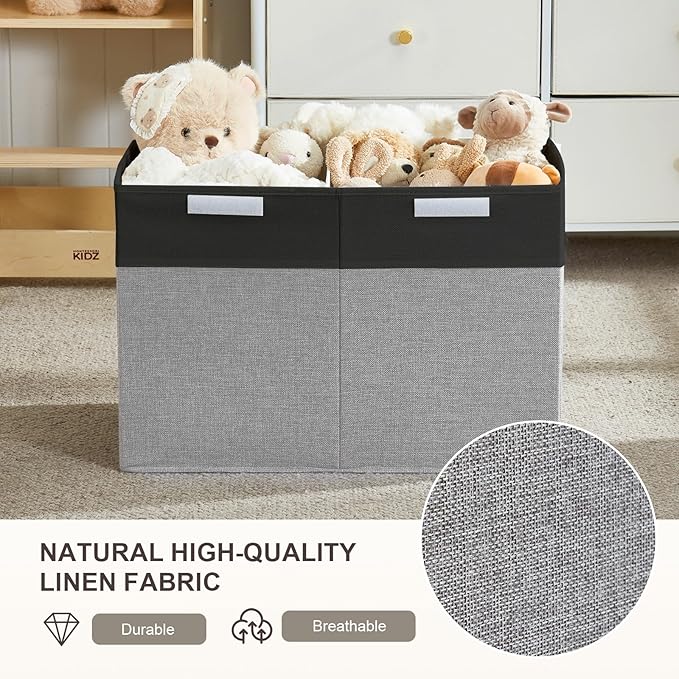Large Toy Storage Box with Lid, Collapsible Toys Storage Organizer Bins with Dividers and Handles, Storage Chest Bin for Kids