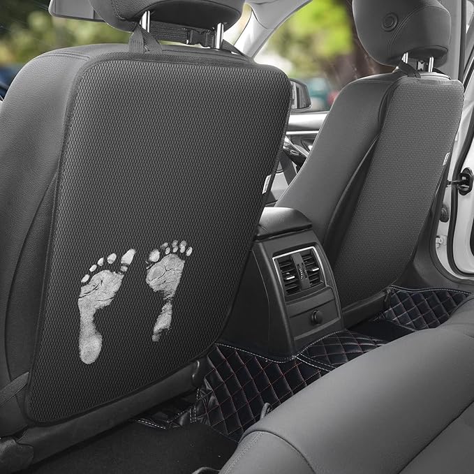 Meolsaek Kick Mats Back Seat Protector, Waterproof Oxford Seat Back Protector, Car Seat Back Protector for Kids, Back of Seat Protector for Kids Feet Car Seat (Black A -1pc)
