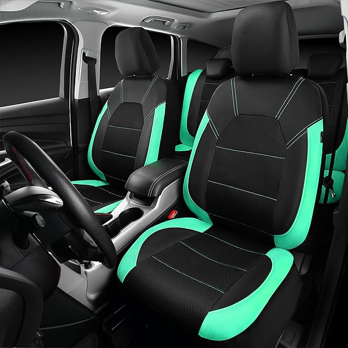 CAR PASS Leather Seat Covers, Breathable Universal Car Seat Cover Full Set for Cute Women Girly,Super 5mm Composite Sponge In