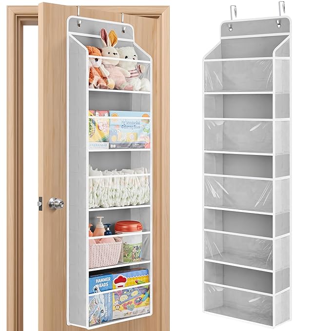 JARLINK Toy Stuffed Animal Storage, Over The Door Organizer W/Clear View Windows, 44lb Load, Baby Toy Storage Organizer for N