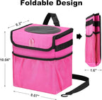 Car Trash Can Foldable Garbage Bin Leakproof 2.3 Gallons Car Trash Bag Pink