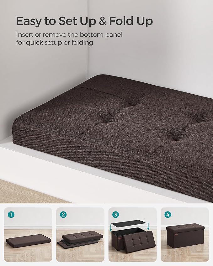SONGMICS Mazie Collection - 30 Inches Folding Storage Ottoman Bench, Ottoman Foot Rest, End of Bed Bench, Storage Chest, Load