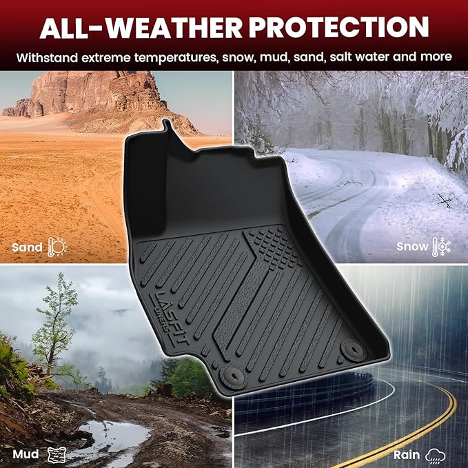 LASFIT Floor Mats & Cargo Mat for Kia K4 2026 2025 All Weather TPE Custom Fit Floor Liner 1st & 2nd Row Full Set Car Mats and Trunk Mat Accessoires, Black