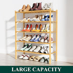Smiry Shoe Rack, 5 Tier Bamboo Shoe Organizer, Stackable Free Standing Wooden Shoe Storage Shelf for Closet, Entryway, Front 