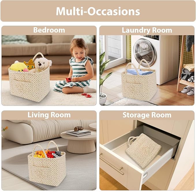 Storage Basket Boho Fabric Large Collapsible Floral Laundry Nursery Hamper Portable Folding Storage for Clothes Toys (Yellow 