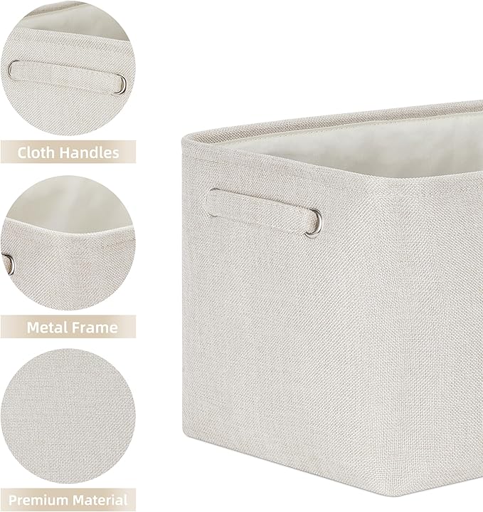 HNZIGE Large Fabric Storage Baskets for Storage 3 Pack Shelf Closet Storage Bins Baskets for Organizing Linen Cloth Decorativ