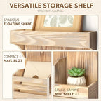 Rebee Vision Farmhouse Key Holder Wall Mount with Drawer Organizer – Wooden Mail & Key Organizer with 6 Strong Hooks & Wall S