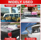 4’x6’ Truck Cargo Net Expands to 8' x 12' with 4"x4" Mesh Grid Super Duty Bungee Heavy Duty Bed Netting for Truck Bed Stretches with 12 Adjustable Metal Carabiners by Cenipar