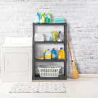 Sterilite 4 Shelf Unit, Heavy-Duty Shelving Storage and Utility Rack - Standing Plastic Organizer Shelves for Kitchen, Bathro