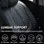 Coverado Front Seat Covers, Waterproof Leather Car Seat Protector, Universal Fit for Most Cars (Black&Blue)