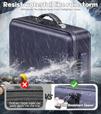 Fireproof Document Box, Hard Case Highly Flame-Resistant Fire Proof Waterproof File Organizer with Lock, Portable Fire Safe f
