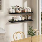 Fun Memories 48 Inch Floating Shelves in Black, 9.3 Inch Deep Floating Shelf for Bathroom Living Room Kitchen, Rusitc Wall Mo