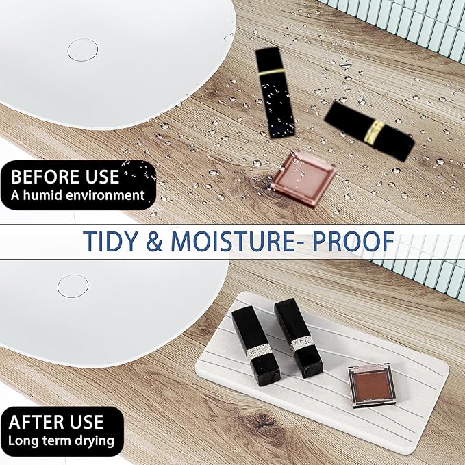 3PCS Water Absorbing Stone Tray, Fast Drying Stone Sink Tray, Stones Soap Trays, Water Absorbent Diatomite Trays, Diatomite C