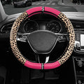 Road Comforts Leopard Steering Wheel Cover for Women, Cute Anti-Slip Microfiber Leather, Fits D Shape Flat Bottom Steering Wh