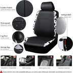 CAR-PASS Cow Print Car Accessories Sets Faux Leather Car Seat Covers & Cow Car Mats & Cow Steering Wheel Cover Seat Belt Pads