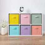 Stero Fabric Storage Bins 6 Pack Fun Colored Durable Storage Cubes with Handles Foldable Cube Baskets for Home, Kids Room, Cl