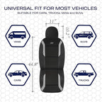 Skechers Memory Foam Car Seat Covers, Air Cool Mesh Thick Seat Covers, Gray Two Front Car Seat Protector, Airbag Compatible, 