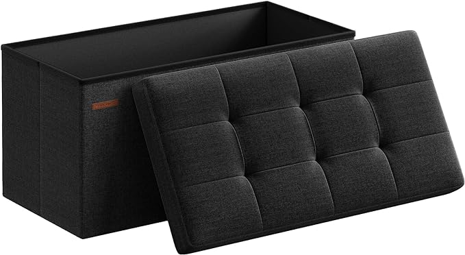 SONGMICS Mazie Collection - 30 Inches Folding Storage Ottoman Bench, Ottoman Foot Rest, End of Bed Bench, Storage Chest, Load