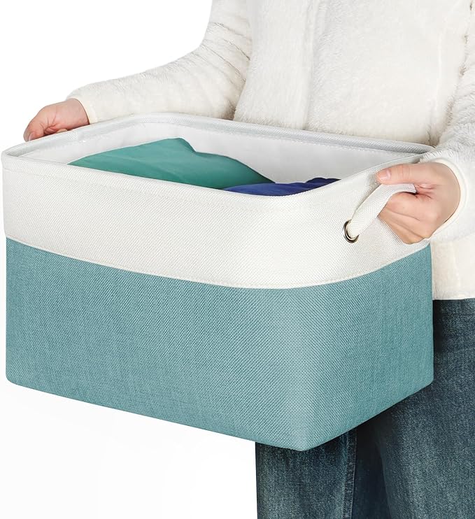 Kntiwiwo Foldable Storage Bin Collapsible Fabric Storage Basket Cube with Durable Handles Closet Organizer Bins for Organizin