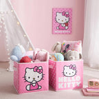 Hello Kitty Set of 2 Durable Storage Cubes with Handles, 10"x10"x10" Cubes