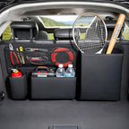 PU Leather Hanging Trunk Organizer - Sturdy Non-Sagging Car Trunk Organizer for SUV Sedan Truck - Waterproof Easy Clean