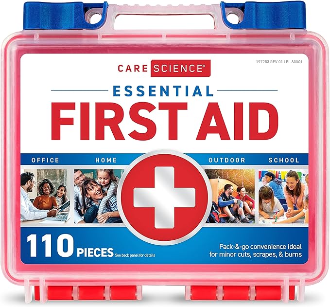 Care Science First Aid Kit, 110 Pieces | Professional Use for Travel, Work, School, Home, Car, Emergency, Survival, Camping, 