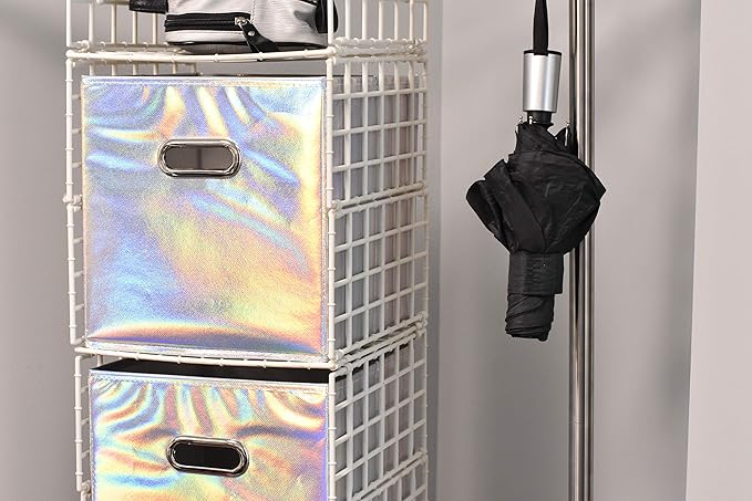 Handy Laundry 6-Pack Foldable Cube Storage Bins – Decorative Collapsible Organizer for Shelves, Closets, Underbed, Clothes, o