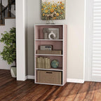 Homes: Inside + Out Apexa 4-Tier Cube Storage Organizer Shelves, Stackable Wood Bookcase Fits Cubby Bins for Organization, Do