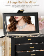 AKOZLIN Jewelry Box 6-Tier Organizer Functional 360° Rotating Jewelry Storage Case for Women Girls Ring Necklace Earring Brac