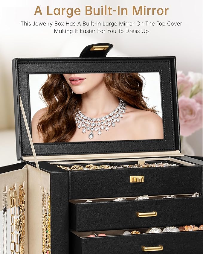 AKOZLIN Jewelry Box 6-Tier Organizer Functional 360° Rotating Jewelry Storage Case for Women Girls Ring Necklace Earring Brac