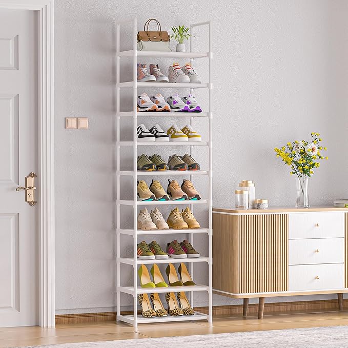OYREL Shoe Rack Tall, Sturdy Metal Shoe Rack Organizer,Narrow Shoe Racks for Closets,Shoe Stand Shelf
